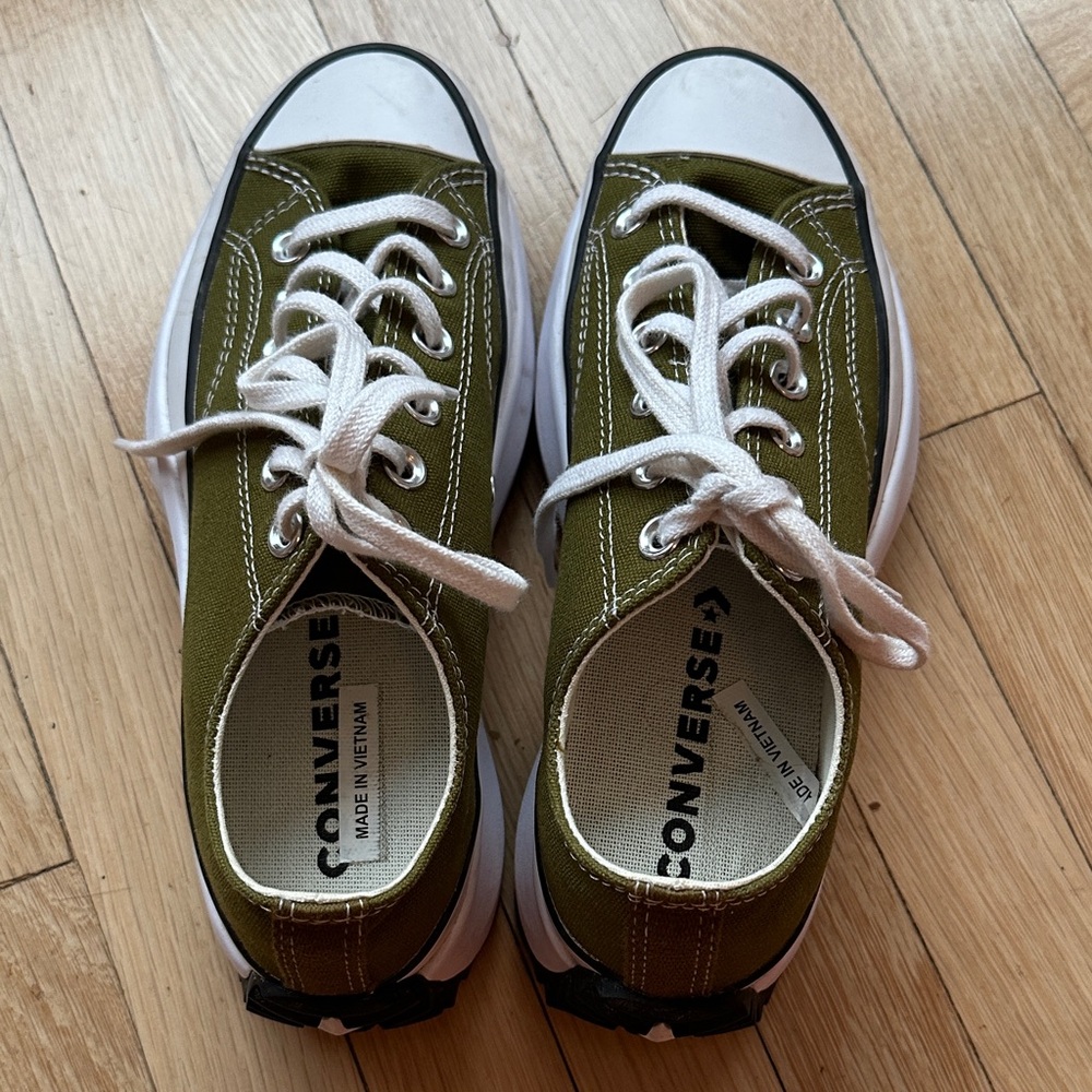 Converse Olive Green Platform Sneakers - Picture 2 of 6